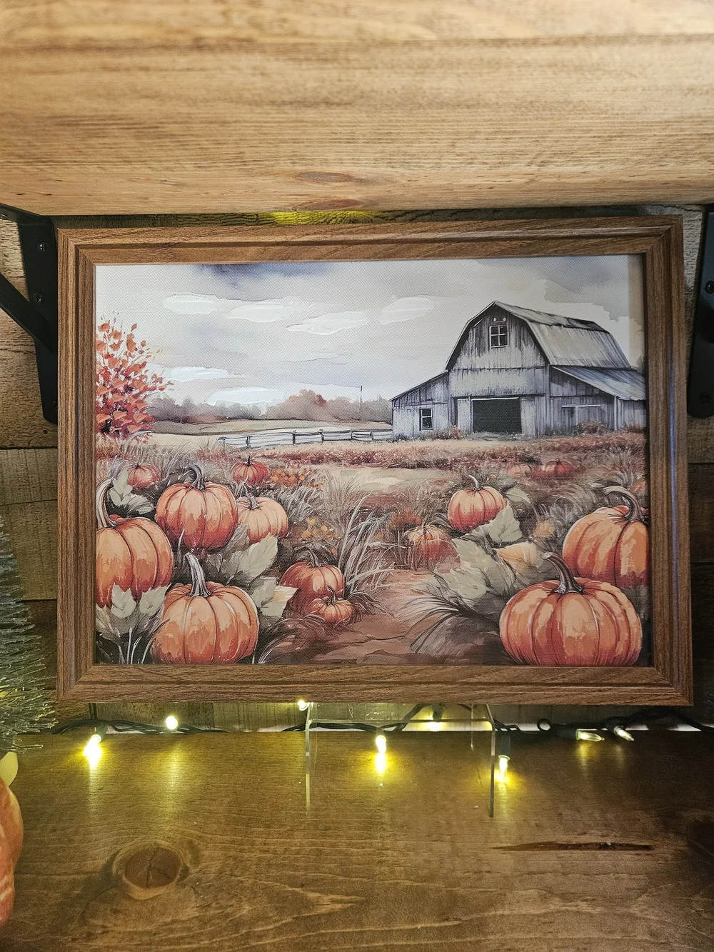 Autumn Pumpkin Barn Wall Art - Orange